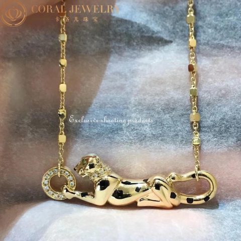 Cartier Panthère de B7224738 Cartier Necklace Yellow Gold Diamonds Tsavorite Onyx 11