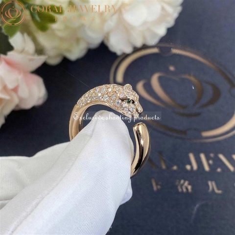 Cartier Panthère De N4765700 Cartier Ring Rose Gold Emeralds Diamonds 11