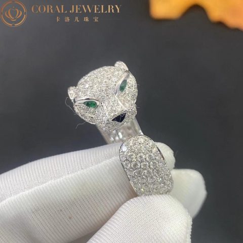 Cartier Panthère De N4225200 Cartier Ring White Gold Diamonds Emeralds Onyx 12