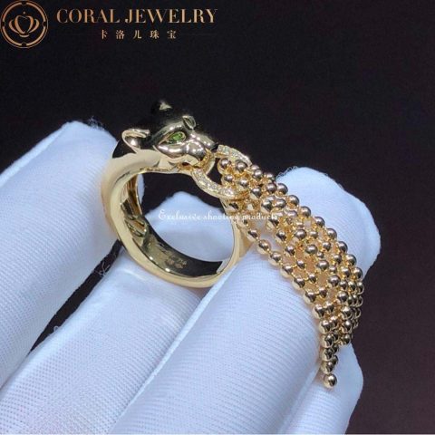 Cartier Panthère De N4744000 Cartier Ring Yellow Gold Tsavorite Onyx Diamonds 8