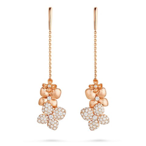 Chaumet 083139 Hortensia Astres d’or brushed rose gold and diamond drop earrings 2