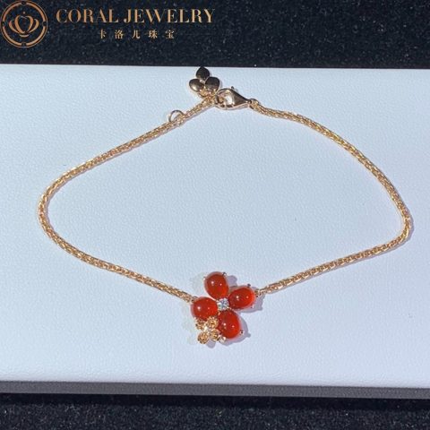 Chaumet Hortensia Aube Rosee 083532 Pink Gold Carnelian Diamond Bracelet 5
