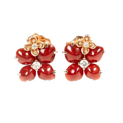 Chaumet Hortensia Aube Rosee Pink Gold Diamond Carnelian Earrings1