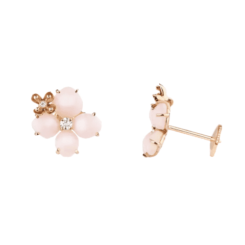 Chaumet Hortensia Aube Rosee 083538 Pink Gold Diamond Opal Earrings 1