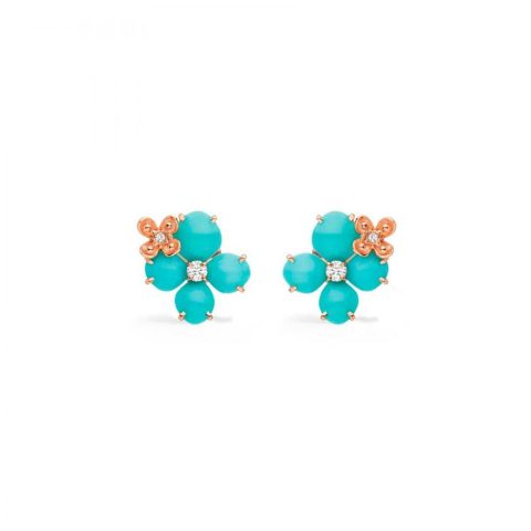 Chaumet 083148 Hortensia Aube Rosee Pink Gold Diamond Turquoise Earrings 1