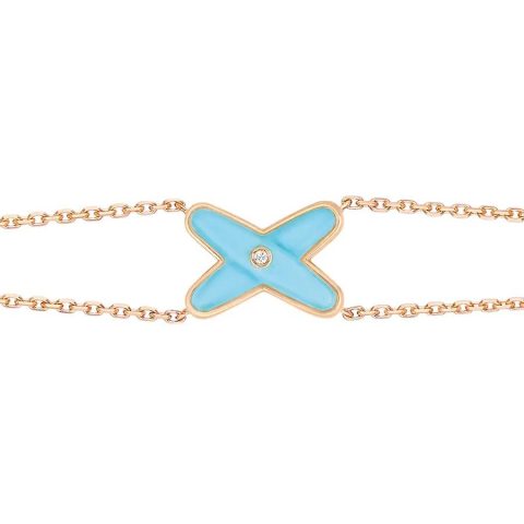 Chaumet 082935 Jeux De Liens Bracelet Rose Gold Turquoise Diamond 2
