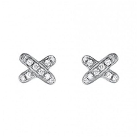 Chaumet Earrings 080048 Jeux de Liens White Gold Diamond Stud 1