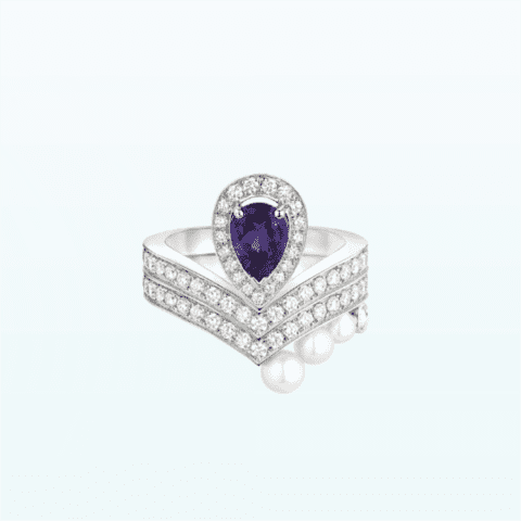 Chaumet Joséphine Aigrette Ring 083339-083290 White Gold Amethyst Diamond Combination Rings2