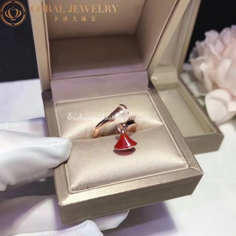 Bulgari Divas’ Dream AN857404 Ring Rose Gold Diamond & Carnelian 7