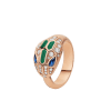 Bulgari Serpenti 356207 18 kt rose gold ring set with blue sapphire eyes malachite elements and pavé diamonds 1