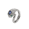 Bulgari Serpenti 355348 18 kt white gold ring set with a blue sapphire on the head emerald eyes and pavé diamonds 1