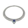 Bulgari Serpenti 262169 in white gold necklace set with a blue sapphire on the head emerald eyes and pavé diamonds 1