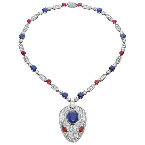 Bulgari Serpenti 261812 Magnificent Inspirations snake head sapphire and ruby pendant 1