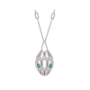 Bulgari Serpenti 352752 necklace in 18 kt white gold set with emerald eyes and pavé diamonds 2 Bulgari Serpenti 352752 necklace in 18 kt white gold set with emerald eyes and pavé diamonds 1