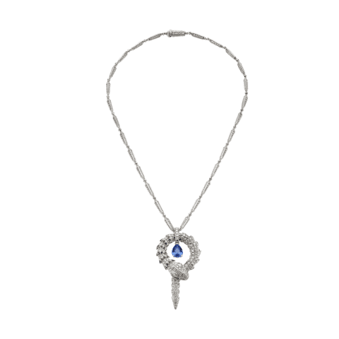 Bulgari Serpenti 354089 Necklace in 18K white gold pavé diamonds tanzanite 1
