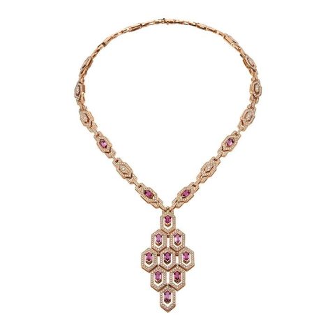 Bulgari Serpenti CL858087 necklace in rose gold tourmalines diamonds 1