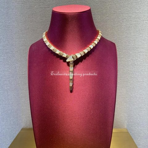 Bulgari Serpenti CL857069 Necklace Rose Gold Diamond And Mother-Of-Pearl 4