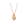 Bulgari Serpenti 352678 necklace with 18 kt rose gold pendant set with malachite eyes and demi pavé diamonds 2 Bulgari Serpenti 352678 necklace with 18 kt rose gold pendant set with malachite eyes and demi pavé diamonds 1