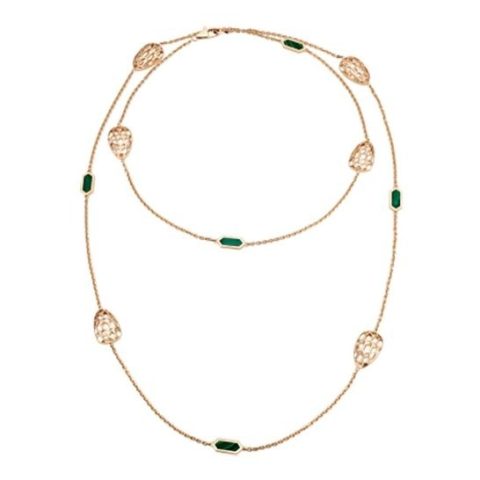 Bulgari Serpenti 352677 Openworked rose gold and malachite long necklace 1
