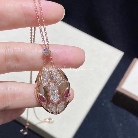 Bulgari Serpenti Rubellite 352748 Diamond Gold necklace 5