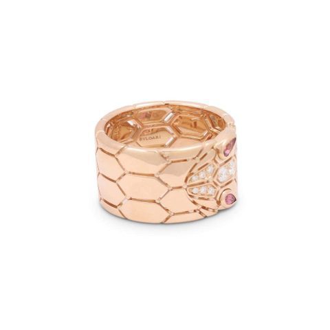 Bulgari Serpenti AN857663 Seduttori Rose Gold Diamond and Rubellite Ring 11