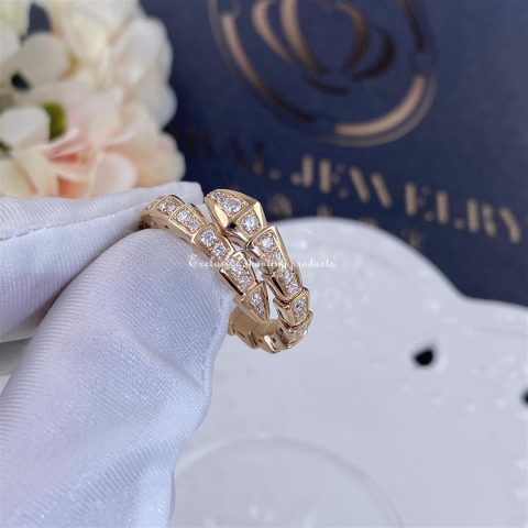 Bulgari Serpenti Viper 355978 18 kt rose gold ring set with pavé diamonds 6