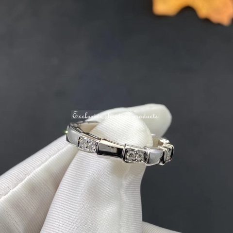 Bulgari Serpenti Viper 353403 band ring in 18 kt white gold set with demi pavé diamonds 5