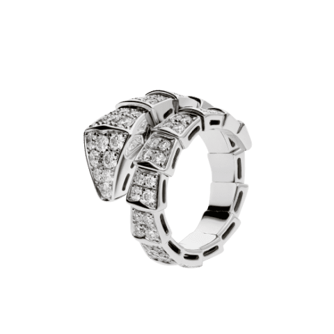 Bulgari Serpenti 345225 Viper one-coil ring in 18 kt white gold set with full pavé diamonds 1