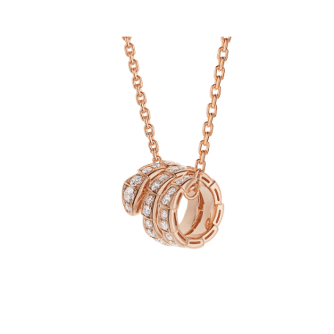 Bulgari Serpenti Viper 357795 pendant necklace in 18 kt rose gold set with pavé diamonds 1