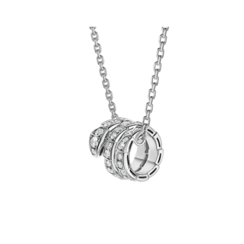 Bulgari Serpenti Viper 357796 pendant necklace in 18 kt white gold set with pavé diamonds 1