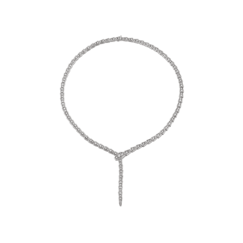 Bulgari Serpenti 351090 Viper slim necklace in 18 kt white gold set with full pavé diamonds 1