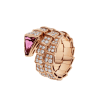 Bulgari Serpenti 347594 Viper two-coil ring in 18 kt rose gold set with full pavé diamonds and a rubellite on the head 1