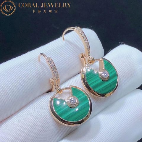 Cartier Amulette De B8301221-1 Cartier Earrings Malachite Rose Gold 7