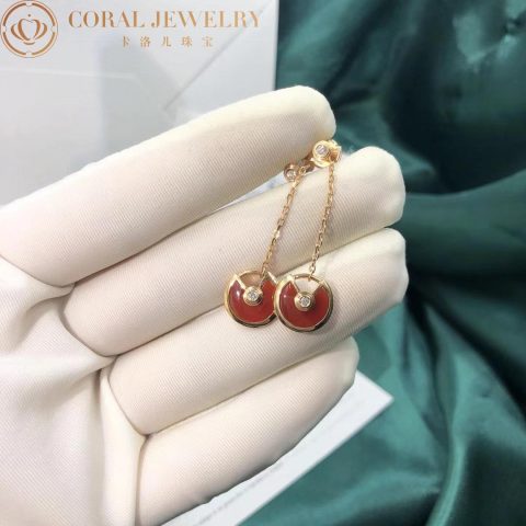 Cartier Amulette De B8301229 Cartier Earrings Rose Gold Carnelian 6