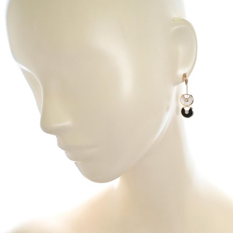 Cartier Amulette de B8301251 Cartier Earrings XS Diamond Onyx Mother of Pearl 18K Rose Gold 9