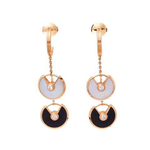 Cartier Amulette de B8301251 Cartier Earrings XS Diamond Onyx Mother of Pearl 18K Rose Gold 1