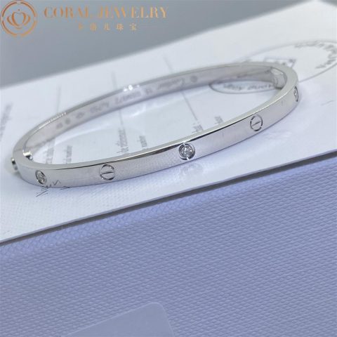 Cartier Love Bracelet B6047717 Small Model 6 Diamonds White Gold 7