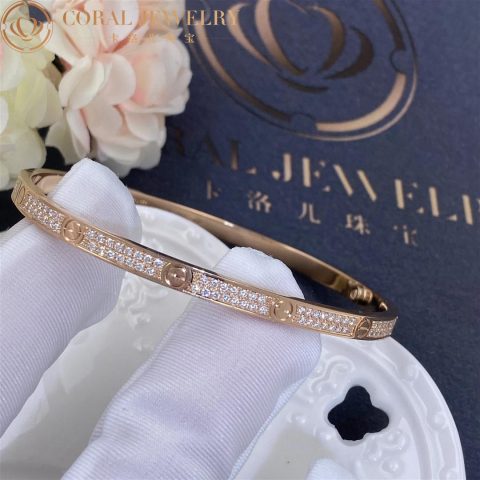 Cartier Love Bracelet N6710717 Small Model Paved Diamonds Rose Gold 11