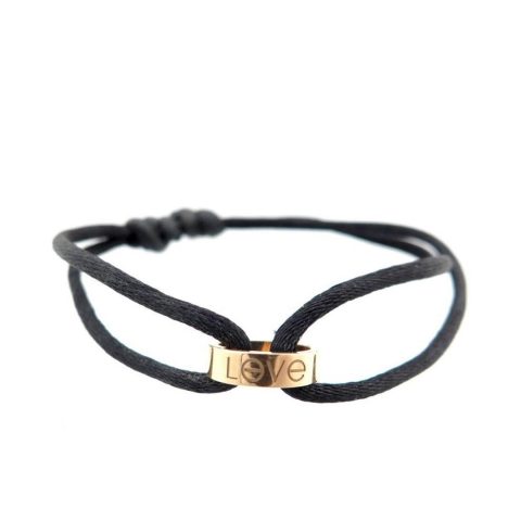 Cartier Love Cotton Rope Bracelet Yellow Gold Black Bracelet 1