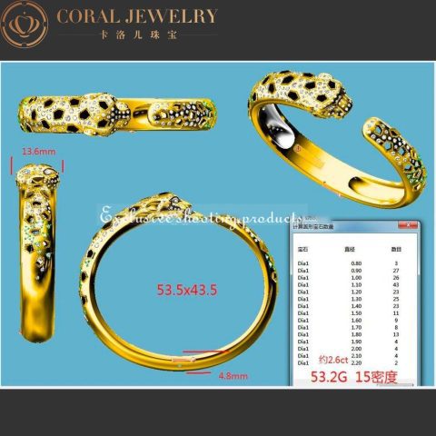 Cartier Panthère De N6715517 Cartier Bracelet 18K Gold Diamond Onyx Emerald 11