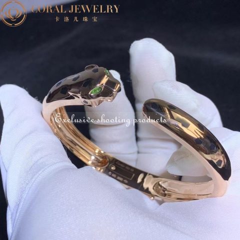 Cartier Panthère De N6715317 Cartier Bracelet 18K Rose Gold Black Lacquer. Tsavorite Garnets Onyx 7