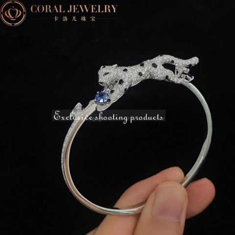 Cartier Panthère De H6036017 Cartier Bracelet 18k White Gold Sapphires Emerald Onyx Diamonds 8