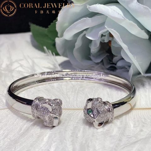 Cartier Panthère De N6706217 Cartier Bracelet White Gold Emeralds Onyx Diamonds 12