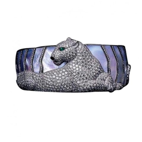 Cartier Panthère Bracelet De Cartier Bracelet White Gold Mother of Pearl Diamond Cuff 1