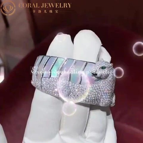 Cartier Panthère Bracelet De Cartier Bracelet White Gold Mother of Pearl Diamond Cuff 6
