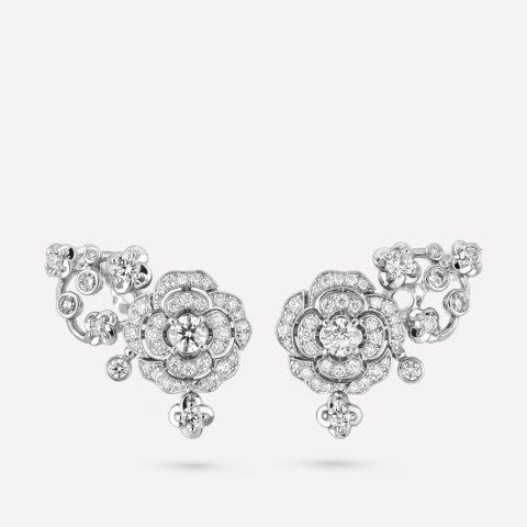 Chanel Bouton de J12039 Camélia Earrings 18k White Gold Diamonds 1