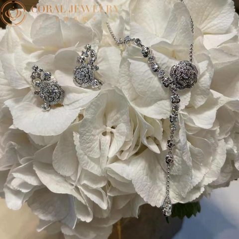 Chanel Bouton de J12058 Camélia Necklace 18k White Gold Diamonds 13