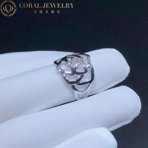 Chanel Camélia Ajouré Ring in White Gold and Diamonds Ring 9