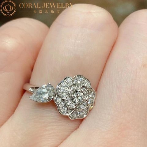 Chanel Camélia Précieux J11361 Ring 18k White Gold Diamonds 4