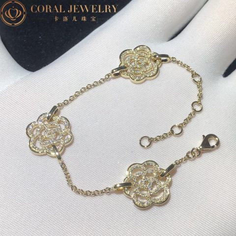 Chanel Camélias Ajourés J10578-YG Bracelet 18k Yellow Gold Diamond 7
